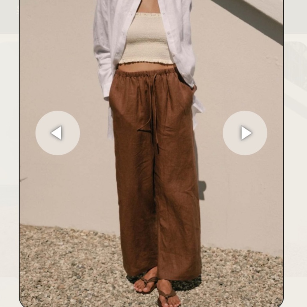 Whimsy + Row Kira linen drawstring pants chocolate brown